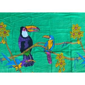 Womens Swim Cover Up Sarong Wrap Scarf Toucan Bird Print Cotton Gauze 70”x42”